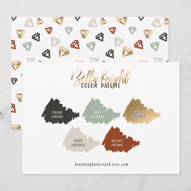 Carte de palette de couleurs Terre de Sienne Brûlé (Devant / Derrière)