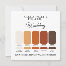 Carte de palette de mariage automnal Burnt Orange 