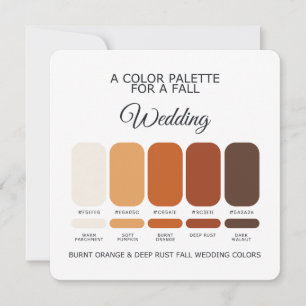 Carte de palette de mariage automnal Burnt Orange 