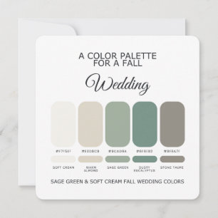 Carte de Palette de Mariage d'Automne Crème Douce