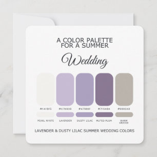 Carte de Palette de Mariage d'Été Lavande Poussiér