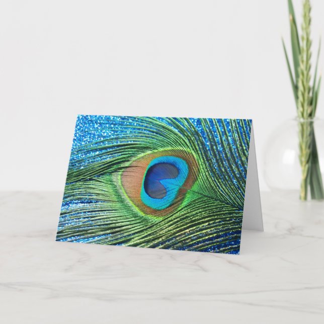 Carte De paon de plume toujours la vie bleue (Devant)