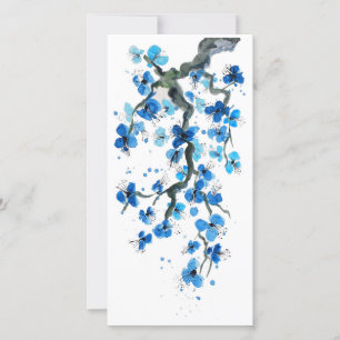 Carte de papeterie Blue Japanese Blossoms