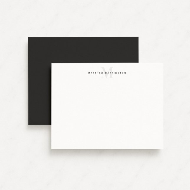 Carte de papeterie monogrammée gris charbon modern (Créateur téléchargé)