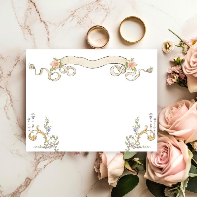 Carte de papier à lettres Floral Grace Ornate de V (Créateur téléchargé)