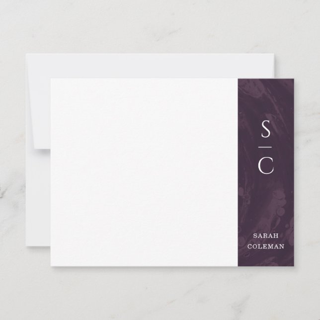 Carte de papier à lettres marbrées - Violet (Devant)