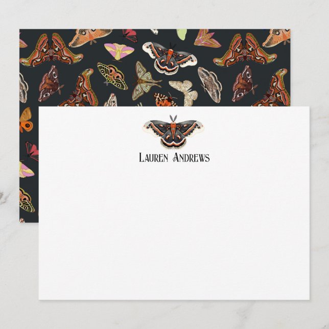 Carte de papier à lettres personnalisé Cecropia Mo (Devant / Derrière)