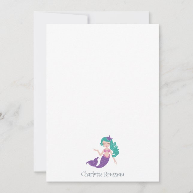 Carte de papier à lettres personnalisée de Mermaid (Devant)