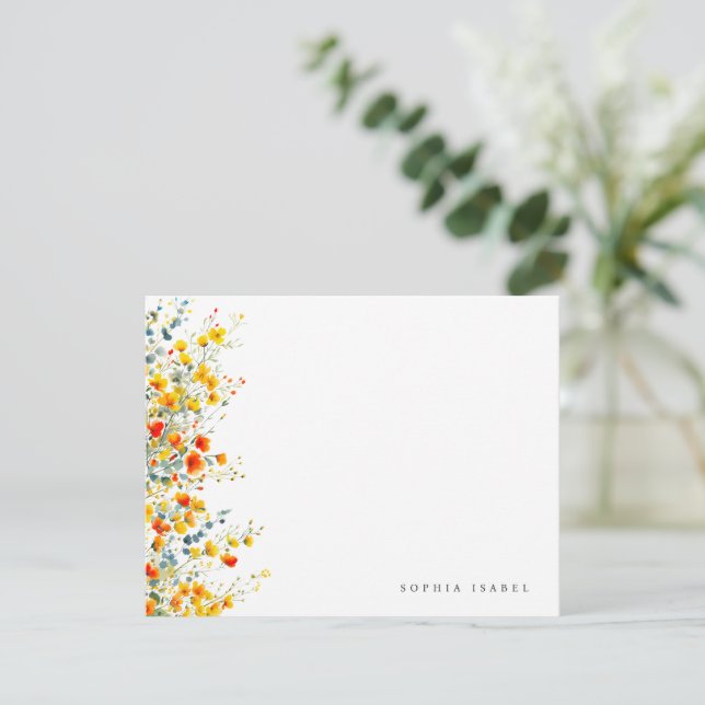 Carte de papier à lettres personnalisées Boho fleu (Debout devant)