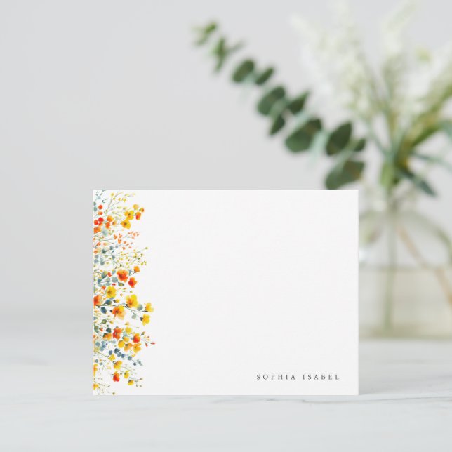 Carte de papier à lettres personnalisées Boho fleu (Debout devant)