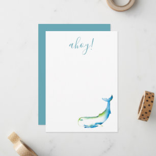 Carte de papier à lettres pour baleines turquoise