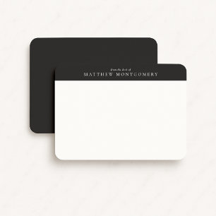 Carte de papier à lettres pour homme noir moderne