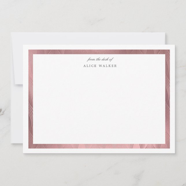 Carte de papier à lettres rose or art déco monogra (Devant)