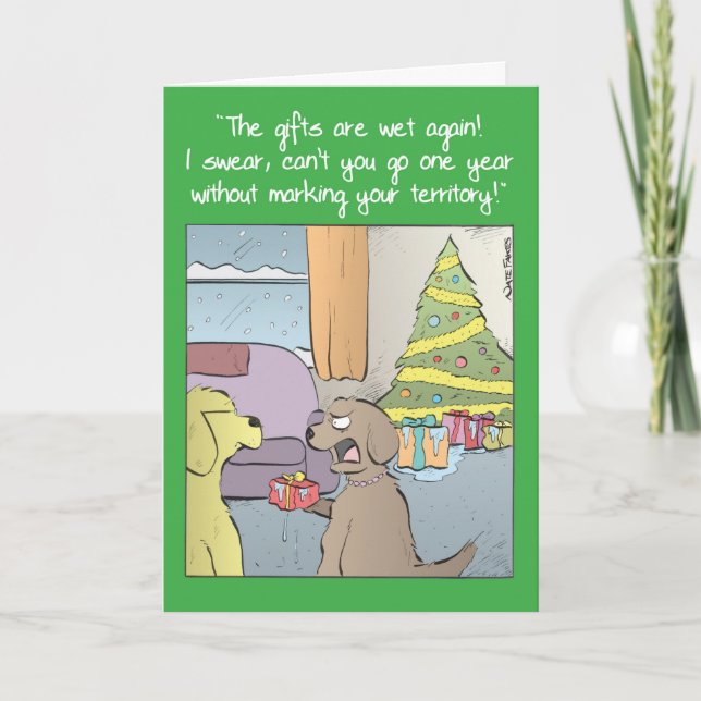 Carte de papier drôle de Noël marqué de cadeaux (Devant)