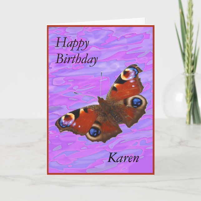 Carte de papillon de paon de joyeux anniversaire (Devant)