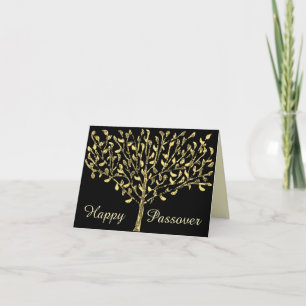 Carte de pâque d'arbre de feuille d'or