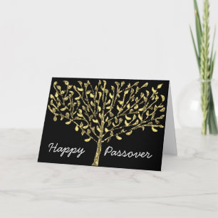 Carte de pâque d'arbre de feuille d'or
