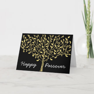 Carte de pâque d'arbre de feuille d'or