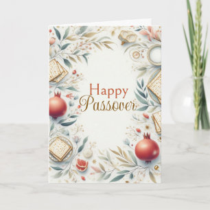 Carte de Pâque Joyeuse Fleurs de Grenade Matzo