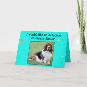 Carte de Pâques amusante avec Basset Hound, Panier
