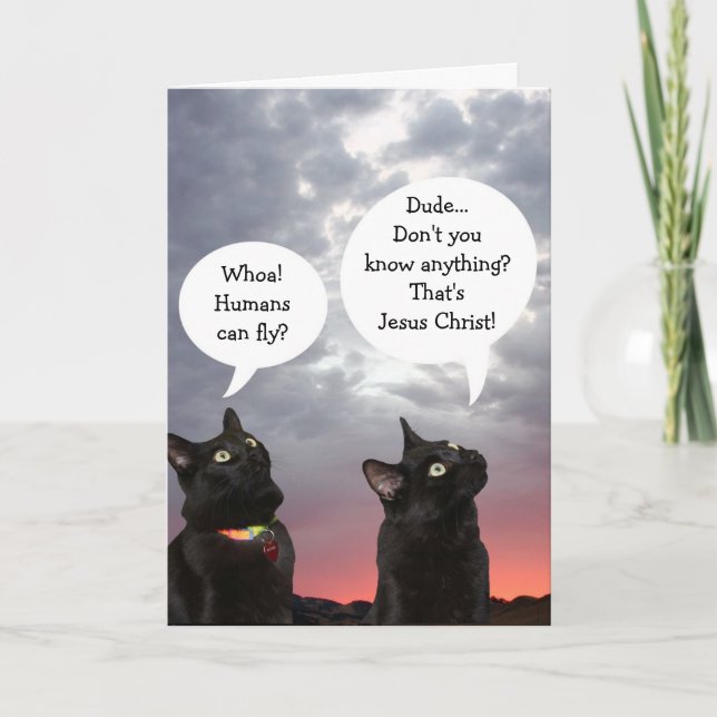 Carte de Pâques aux chats noirs (Devant)