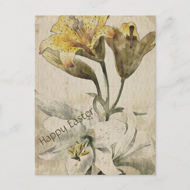 Carte de Pâques aux fleurs vintage (Devant)