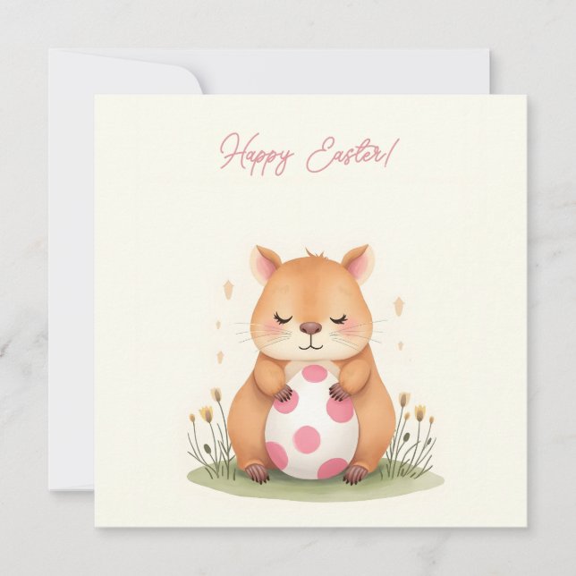 Carte de Pâques avec capybara en couleurs pastel (Devant)