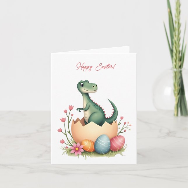 Carte de Pâques avec dinosaure aux couleurs pastel (Devant)