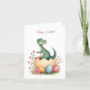 Carte de Pâques avec dinosaure aux couleurs pastel