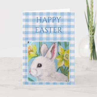 Carte de Pâques blanche lapin vierge