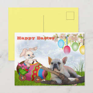 Carte de Pâques bouledogue français carte postale
