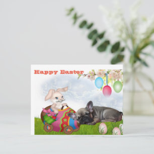 Carte de Pâques bouledogue français carte postale