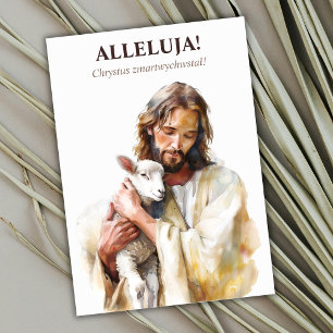 Carte de Pâques catholique Jésus-Christ polonaise