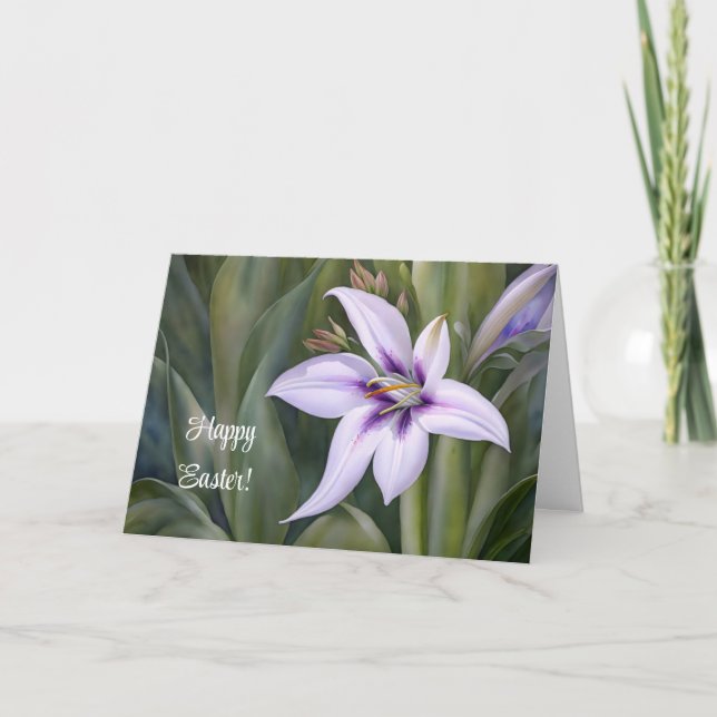Carte de Pâques d'art de fleur de lys pourpre (Devant)
