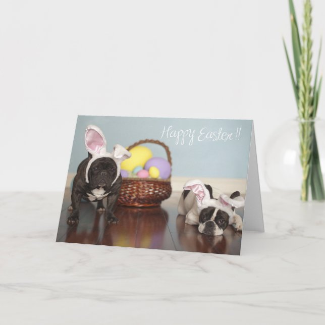 Carte de Pâques de bouledogue français ! (Devant)
