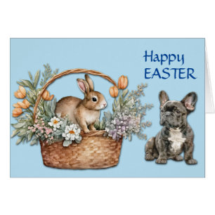 Carte de Pâques de Bulldog et Bunny