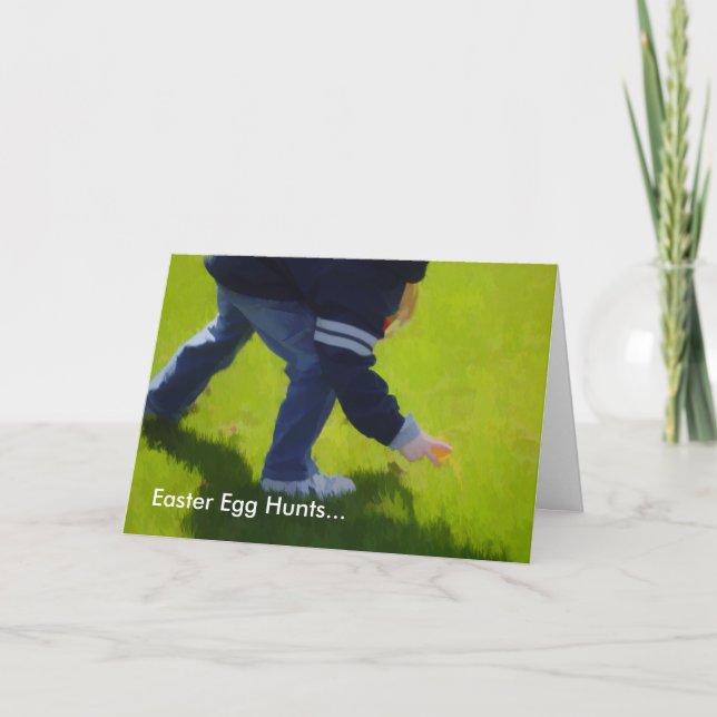 Carte de Pâques de chasse à oeuf de pâques (Devant)