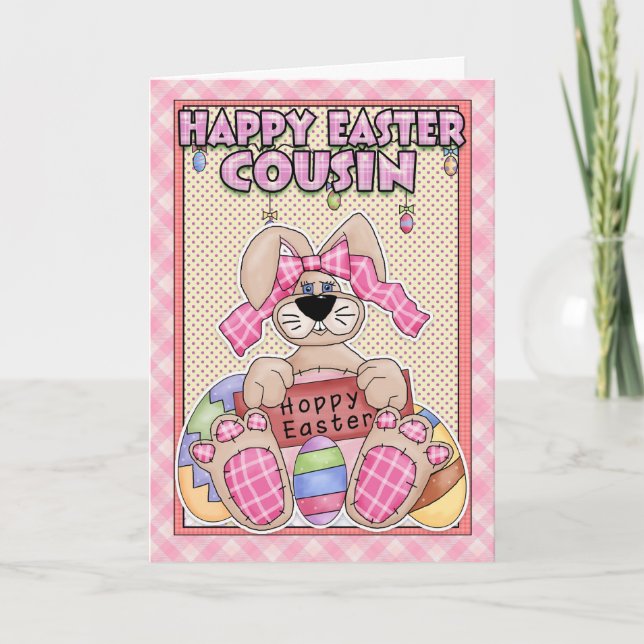 Carte de Pâques de cousin - lapin de Pâques et (Devant)