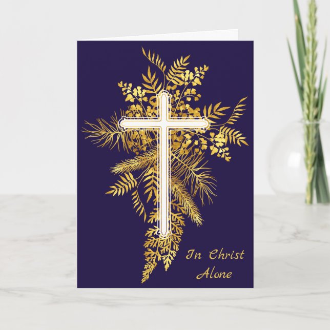 Carte de Pâques de Croix d'Or Unique en Christ (Devant)