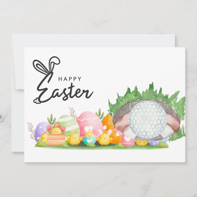 Carte de Pâques de golf pour l'aquarelle de golf (Devant)