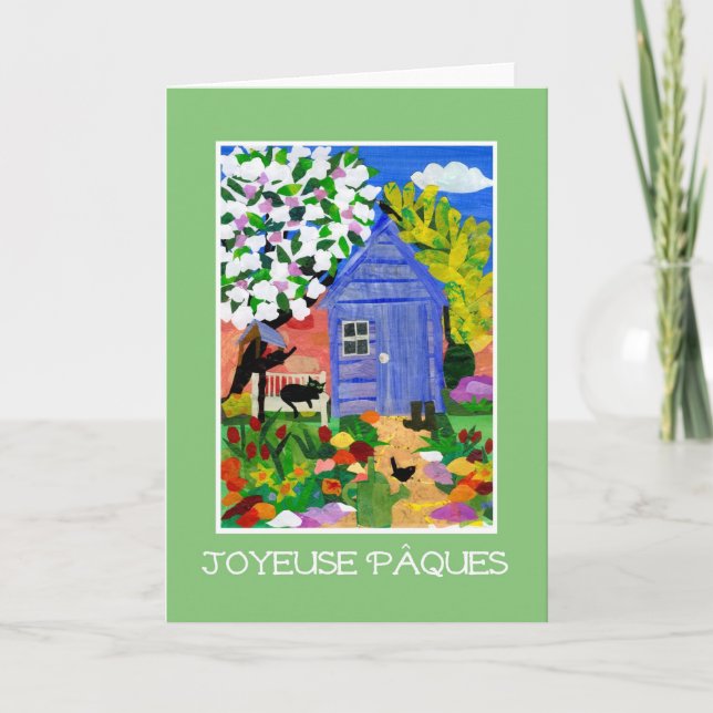 Carte de Pâques "de jardin de ressort" - (Devant)