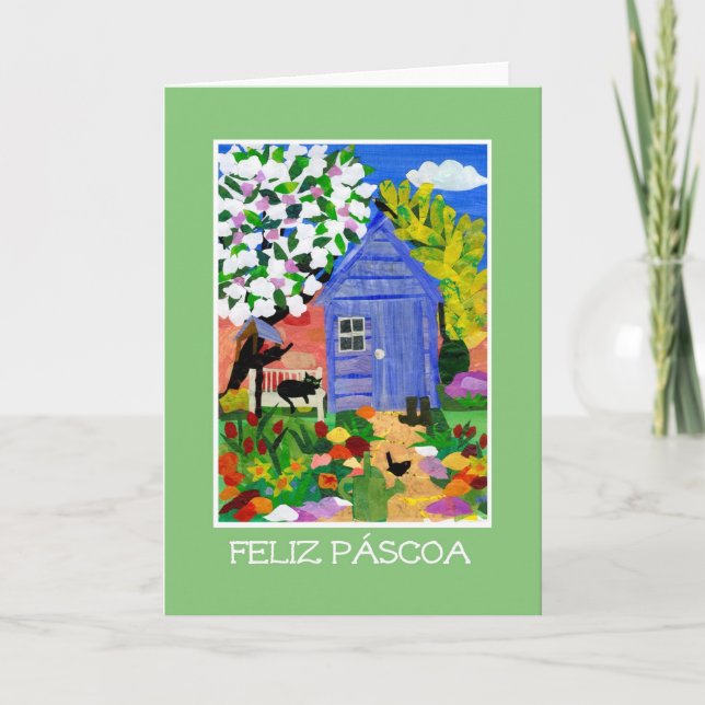Carte de Pâques "de jardin de ressort" - (Devant)