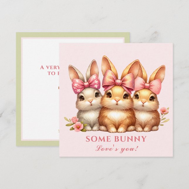 Carte de Pâques de lapin joli (Devant / Derrière)