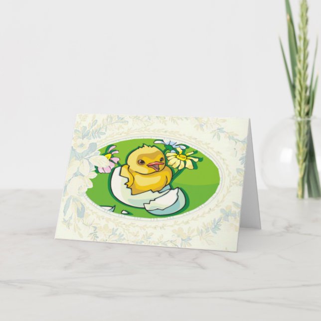 Carte de Pâques de poulet nouveau-né (Devant)