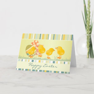 Carte de Pâques de poussins et d'oeufs de bébé