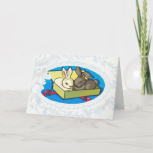 Carte de Pâques double cadeau lapin