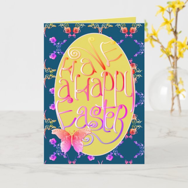 Carte de Pâques en forme de cœur de rose inspirée  (Fleur jaune)