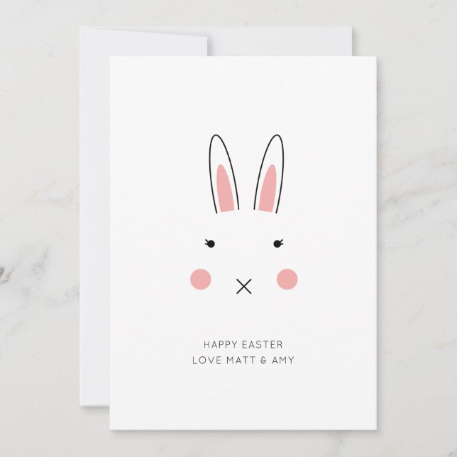 Carte de Pâques face au lapin mignon (Devant)