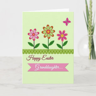 Carte de Pâques florale joyeuse pour petite-fille