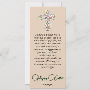 Carte de Pâques Joyeuse avec Croix Florale Papillo